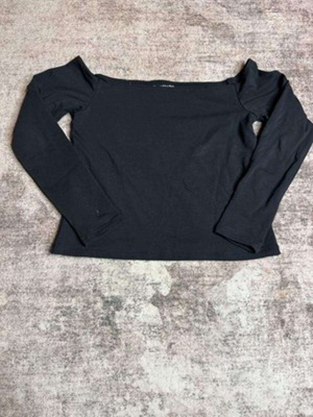 Abercrombie & Fitch Bra Free Black Off the Shoulder Long Sleeve Top Size L EUC